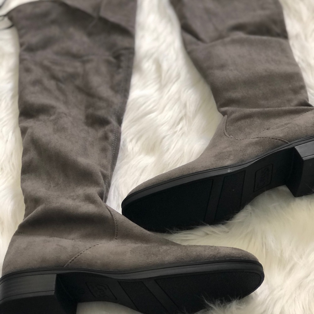 Grey over the knee boots